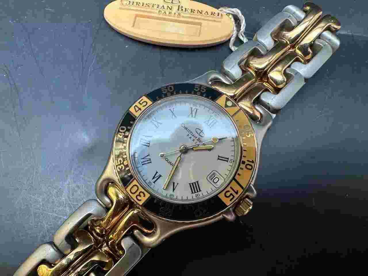 NOS Never Been Worn SS/Gold Christian Bernard 5398 Paris SEL Dress Watch.