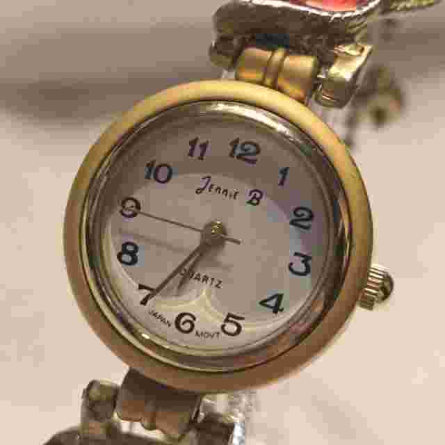 Vtg Jennie B Red Hat Society Watch Rhinestones Gold Tone Enamel New Battery Nice