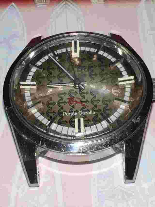 Rare Vintage Mens Rado Purple Gazelle Automatic Watch Holographic Face