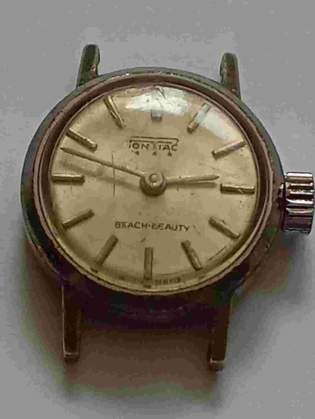 VINTAGE Rare Swiss made PONTIAC BEACH BEAUTY watch women lady's FHF 77