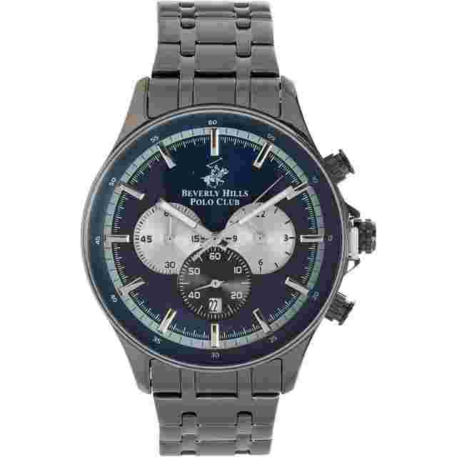 BEVERLY HILLS POLO CLUB Gunmetal & Blue Watch - RRP £ 300