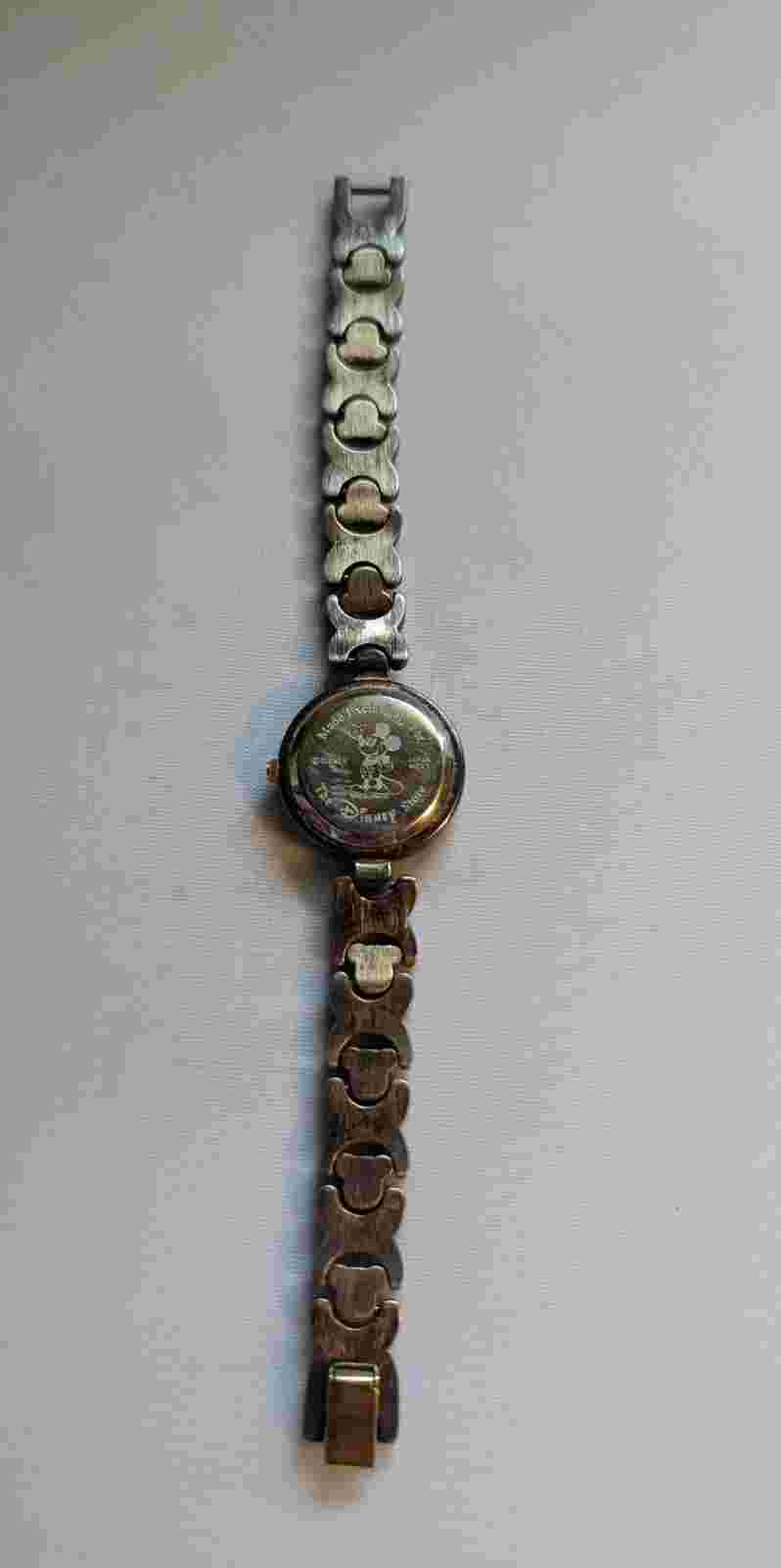 Disney Time Works Women's Mickey Mouse Watch SilverW/Gold Metal Mouse Ears Band