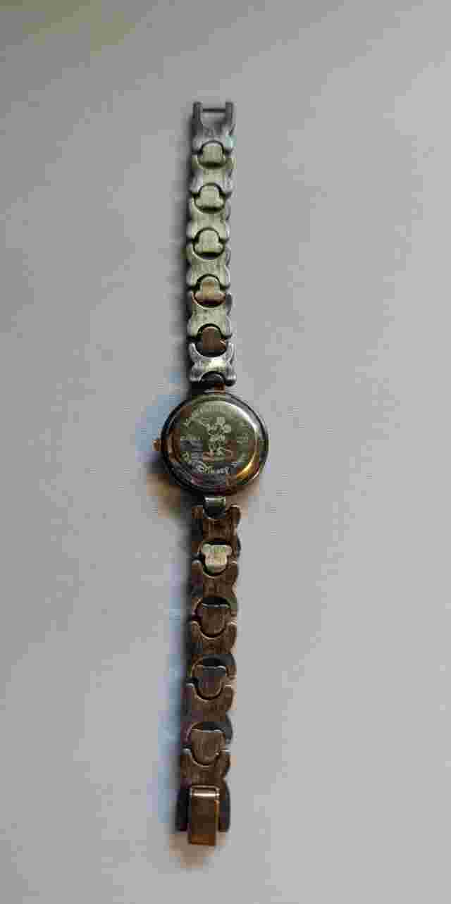 Disney Time Works Women's Mickey Mouse Watch SilverW/Gold Metal Mouse Ears Band