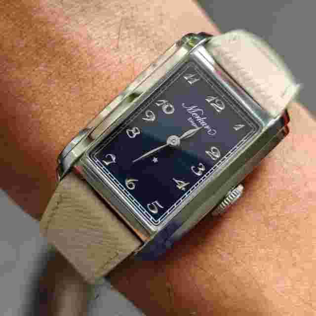 MERKUR Men Automatic Watch 30*43mm Retange Mechanical Wristwatch NH05 Blue Dial