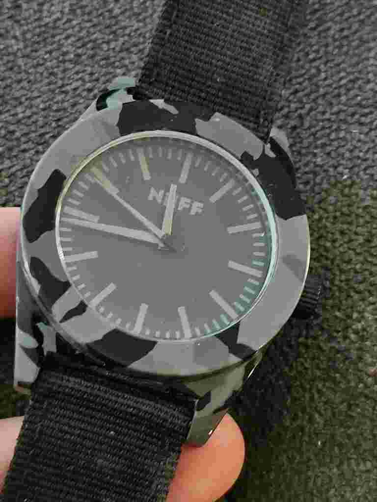 Neff Estate Men Watch Black & Grey Camo Pattern.