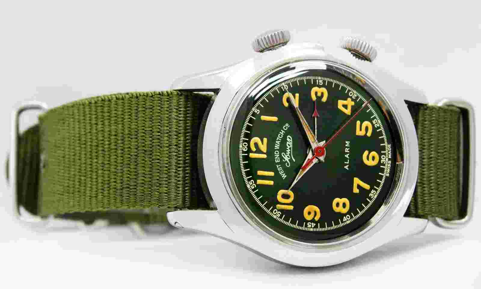 Vintage WEST END Watch Co. Sowar Alarm Hand Winding Steel Mens Watch. Rare