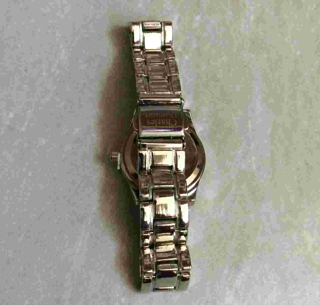 Charles Dumont Paris Women's Watch Round Black Dial on Silver Linked Band New!