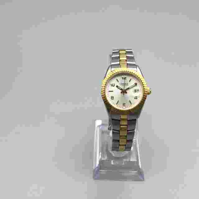 Vtg Caravelle by Bulova Watch Women Gold Silver Tone Date 2004 New Battery 6.25"