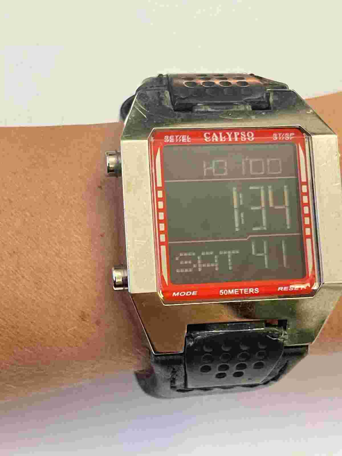 CALYPSO K5334 Men's DIGITAL BLACK LCD DIAL WATCH Water Resist 50 Metres Leather