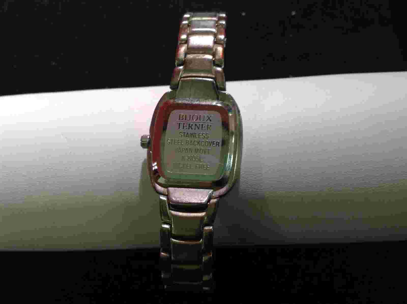 Terner Silver Tone Square Face Clast Band Wrist Watch 5.5 inches Long
