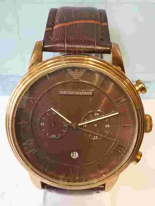 EMPORIO ARMANI CHRONOGRAPH QUARTZ BROWN DIAL AR-1616 MEN'S FULL WORKING VINTAGE