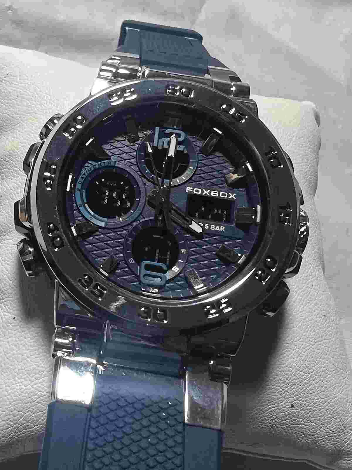 FOXBOX Digital And Analog new design, WR50M, Chronograph Date Alarm Light&more