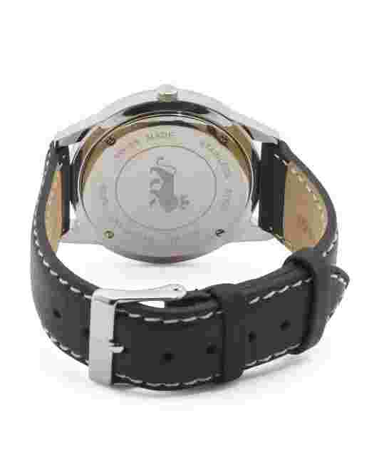 LARSSON & JENNINGS Lugano Leather Strap Watch 39mm Black Silver Swiss Made Nwt