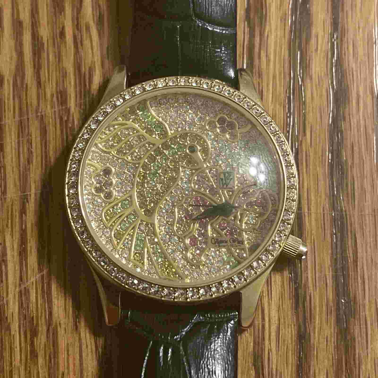 Victoria Wieck Beverly Hills Hummingbird Watch B8310 Black Leather Strap Running