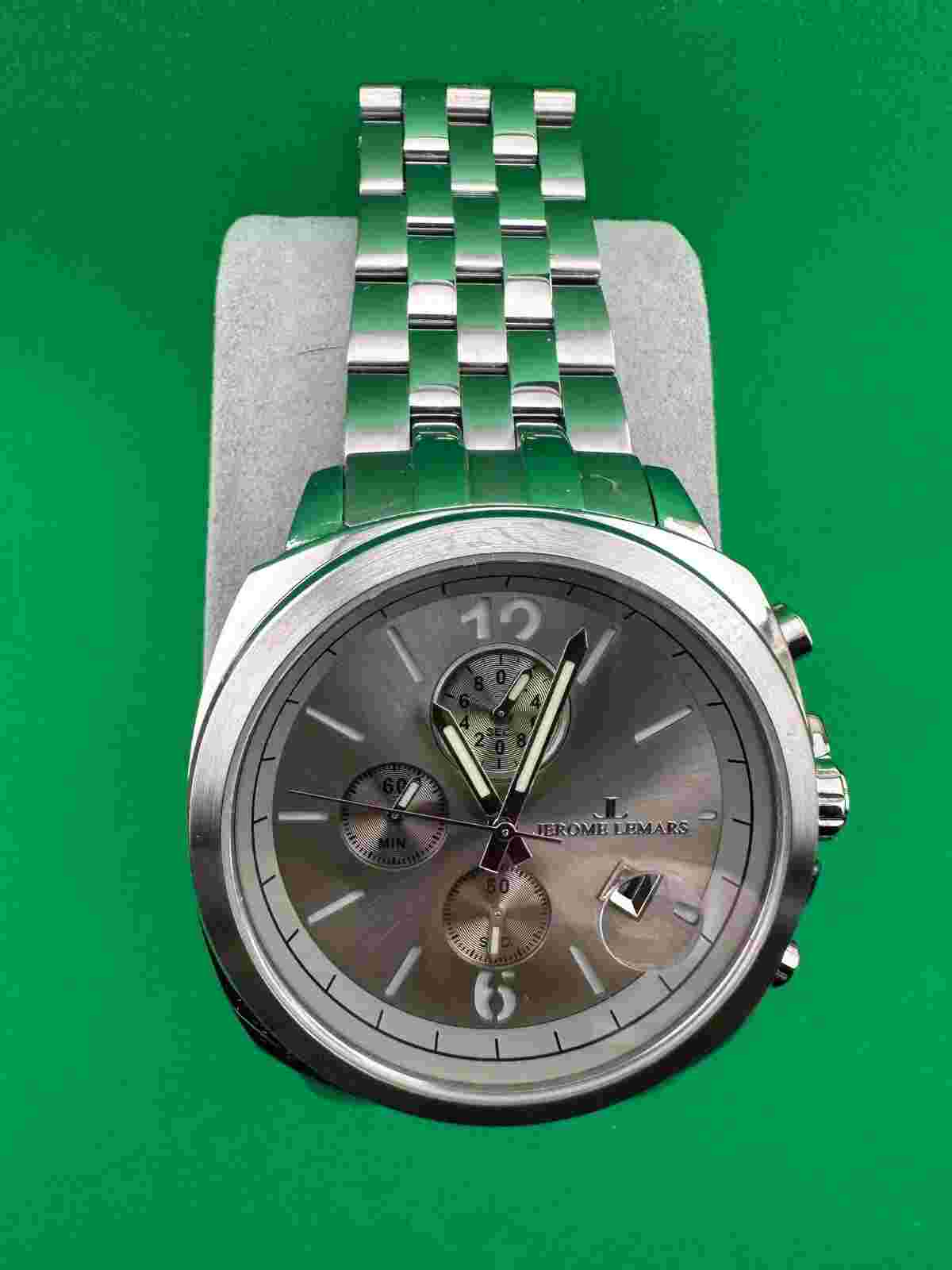 Jerome Lemars JL5559B 45mm Silver Quartz Chronograph Watch - Slightly Used