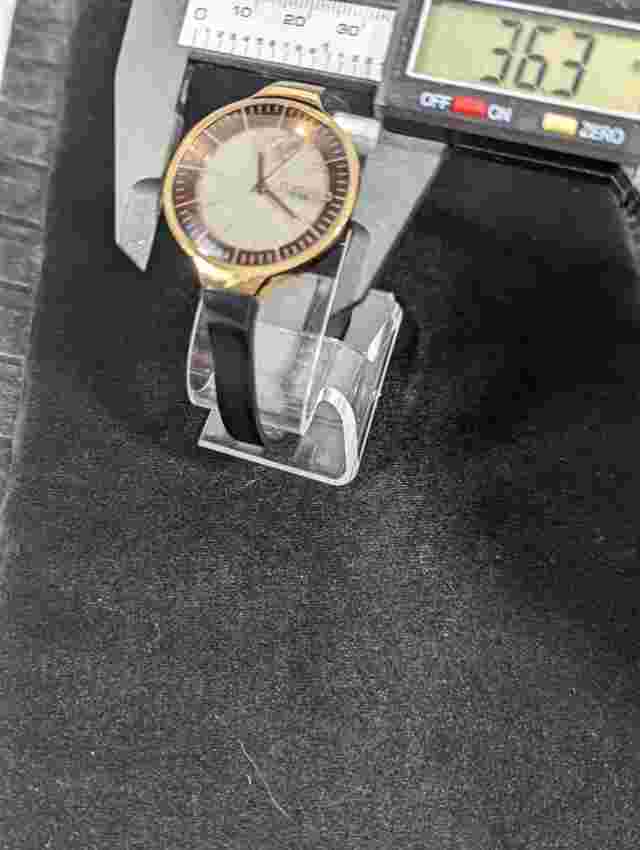 Rumba American Eagle Gold Tone Round Case Black Band Watch 8 Inch