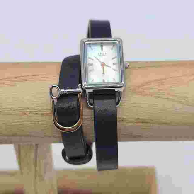 KEEP Collective Rectangular Time Key & Reversible Brown/Black Leather Wrap Band
