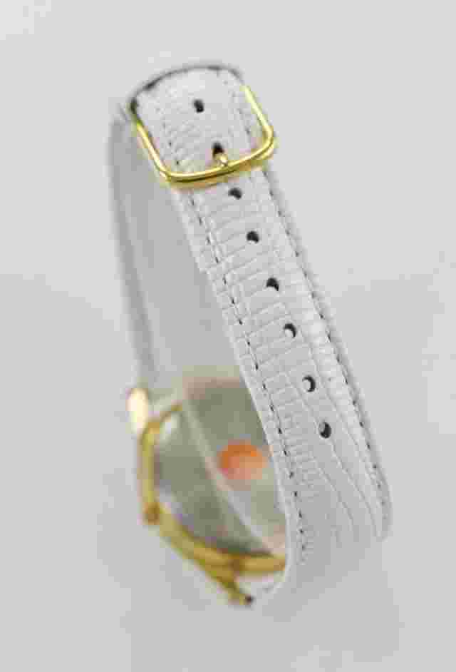 Times Square Watch Unisex Stainless Steel Gold Leather White Battery Quartz