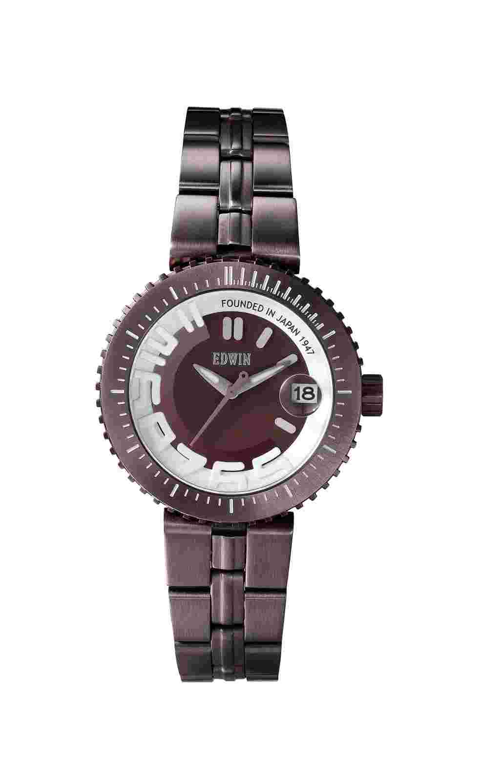 Edwin BONDED Women's 3 Hand-Date Watch, Stainless Steel Case with Stainless