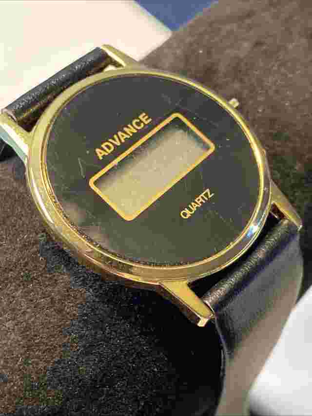Advance Quartz Digital Wristwatch New Battery Black Leather Band