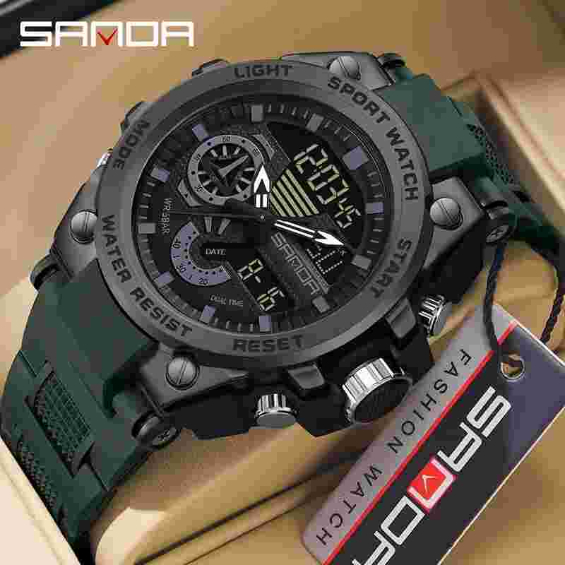 SANDA Men's Electric Watch Trend Outdoor Alarm Shockproof Wristwatch