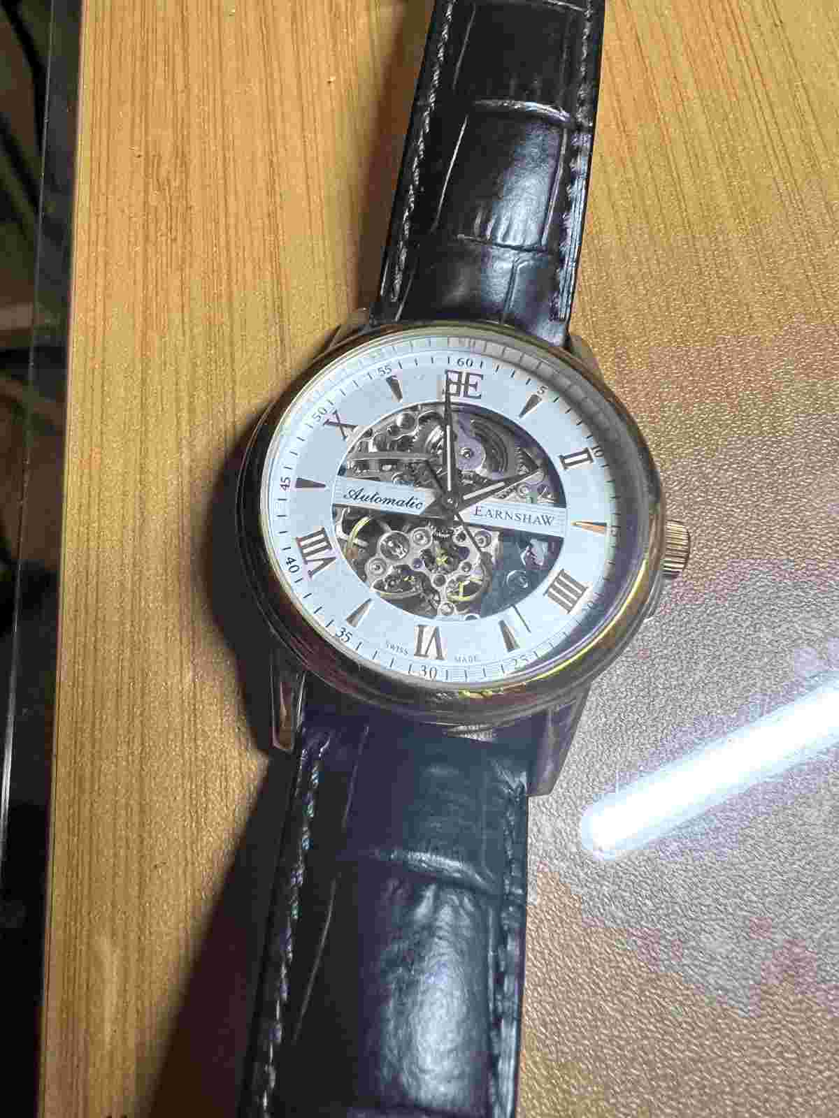 Thomas Earnshaw Beagle Es-0014 Automatic Skeleton Watch Pre Owned