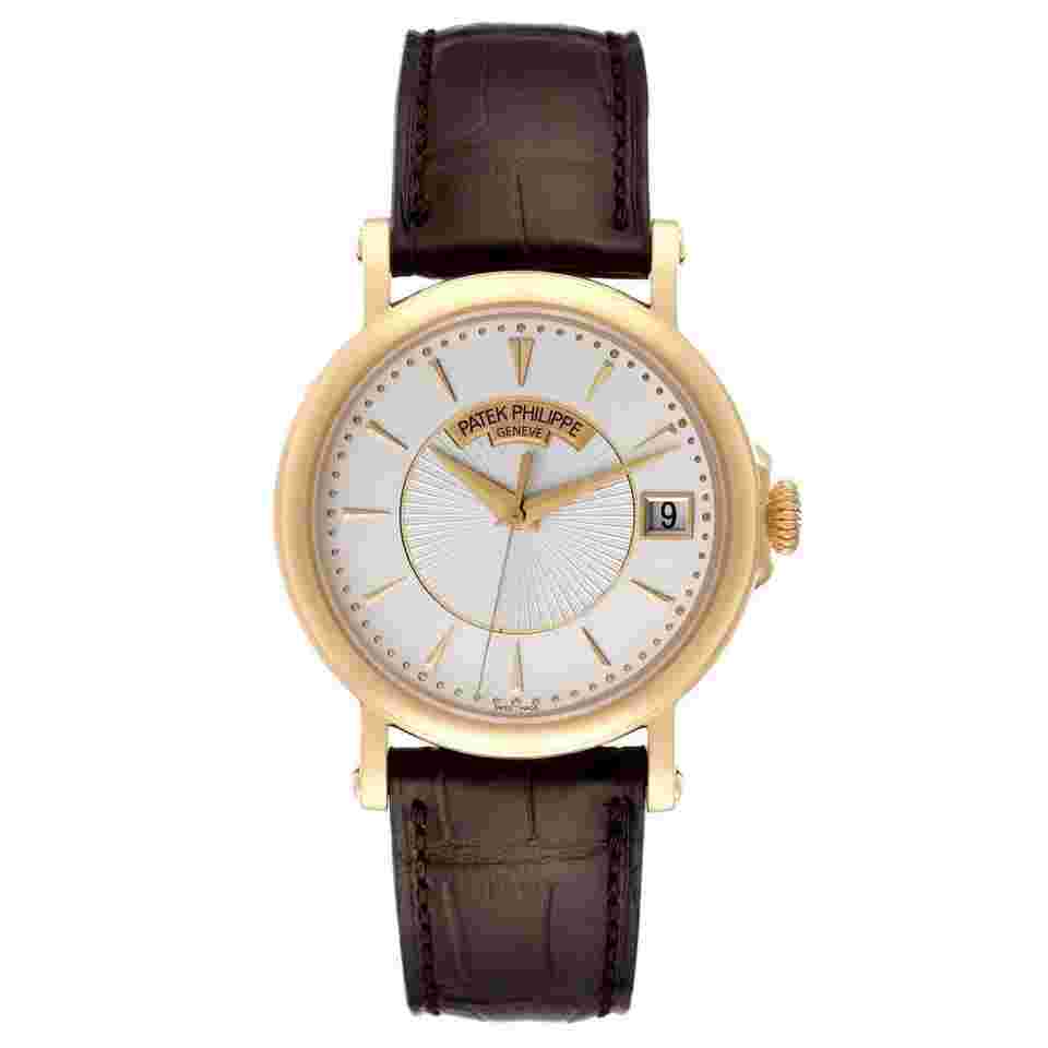 Patek Philippe Calatrava Yellow Gold Silver Dial Mens Watch 5153J Papers