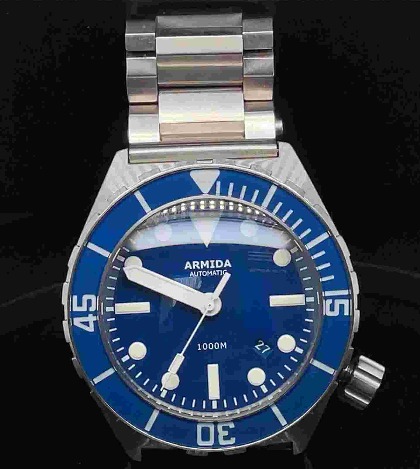 Armida A1 Blue Dial 1000m Diver Automatic Movement 46mm Stainless Steel