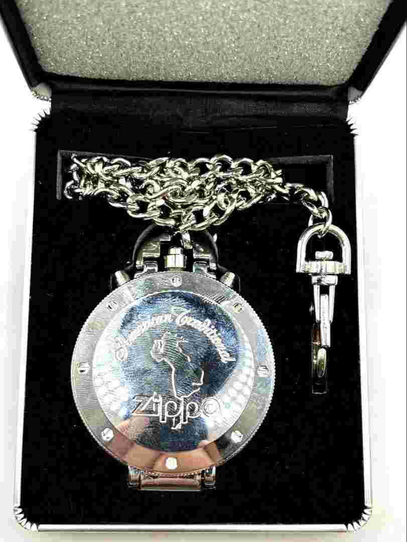 Zippo pocket watch silver with chain (not working)