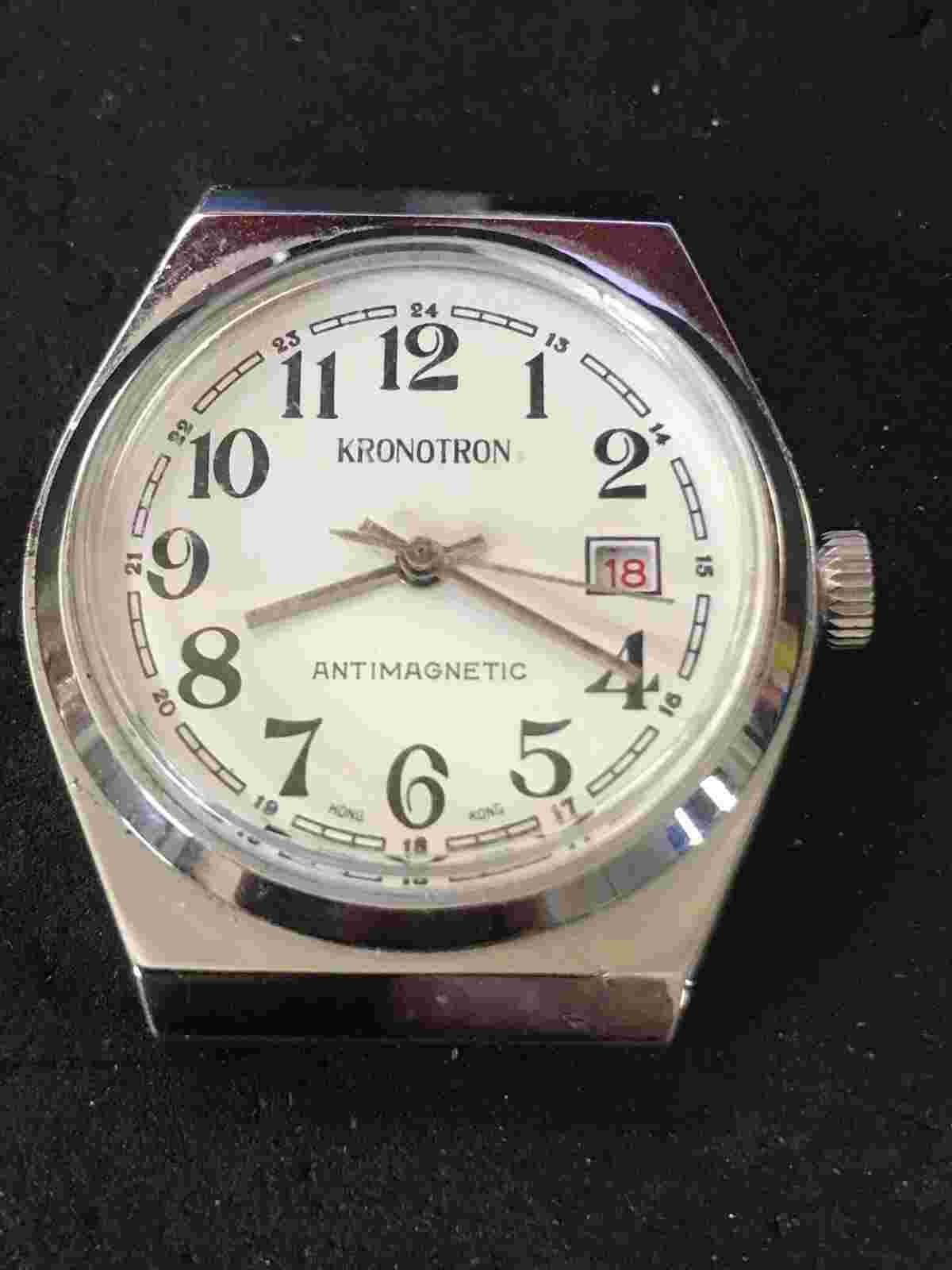 Kronotron 38mm White Dial Manual Wind Calendar Men's Watch, Run 4Repair (#1805)