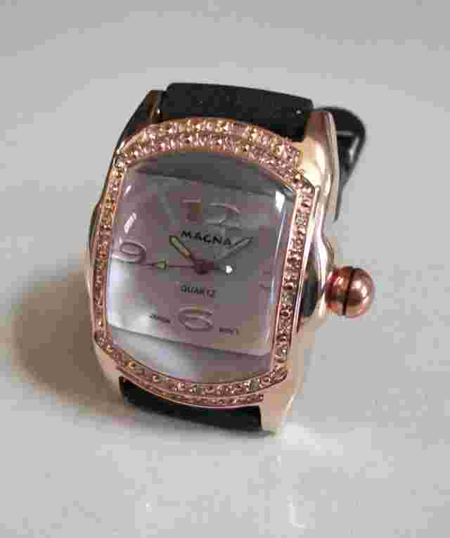 Men's Stone Rose Gold Trim Black Silicone Band Fashion Casual Hip Hop Watch