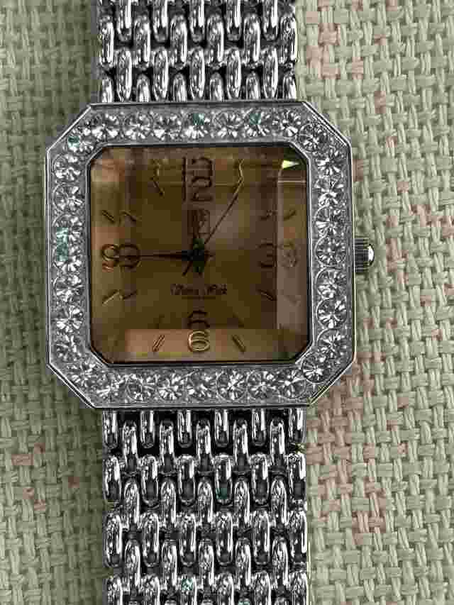 Victoria Wieck Womens B4055 Silver Tone Crystal Dial Stainless Steel Watch