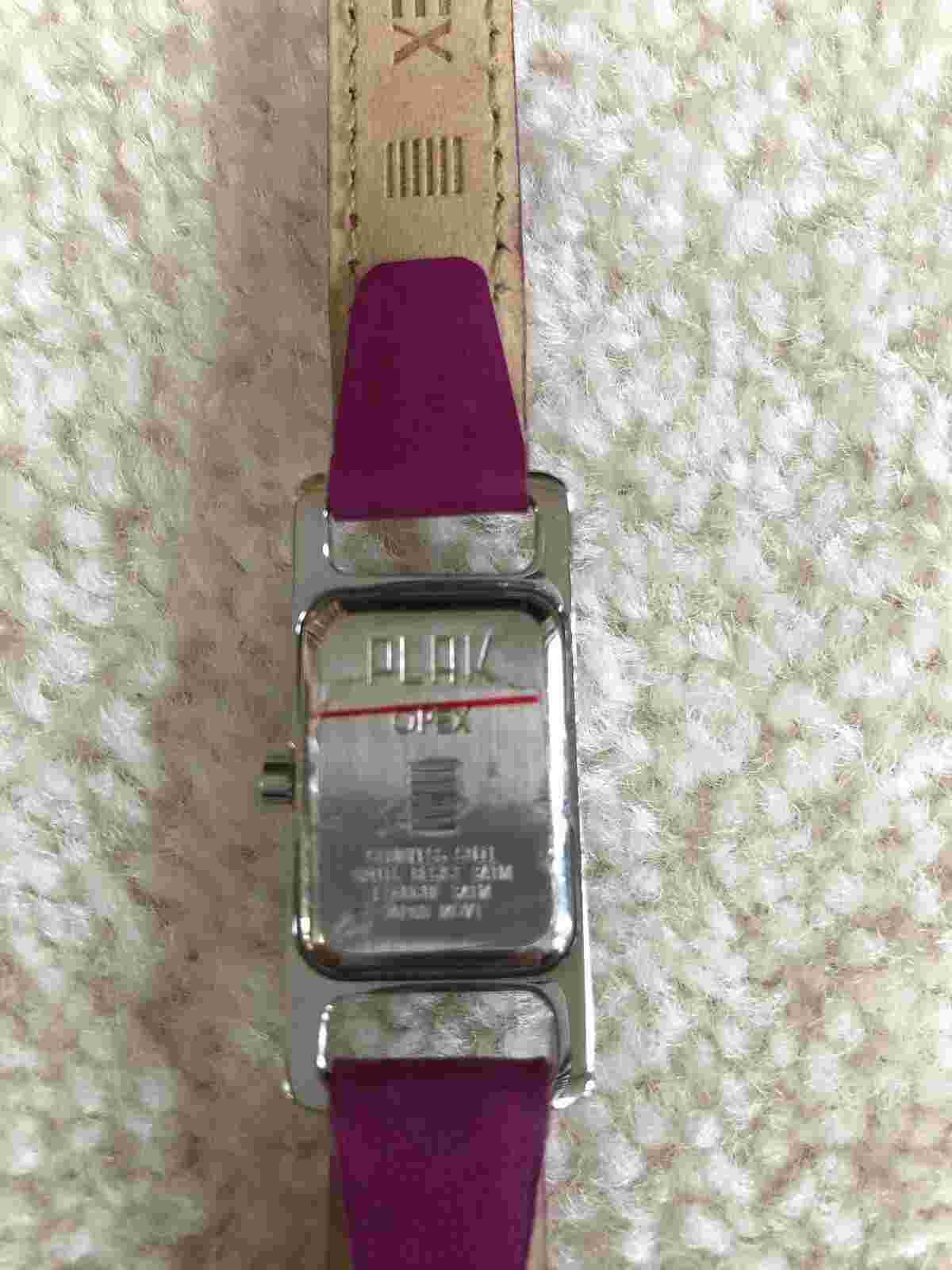 OPEX PARIS "PLAK" WATCH WITH PURPLE LEATHER BAND NWOT