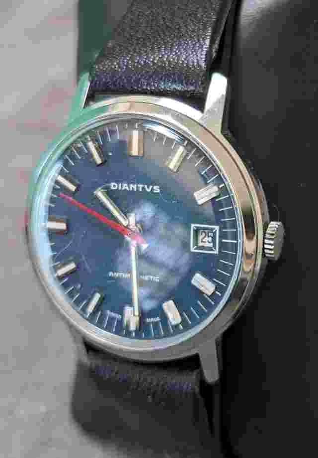 Vintage Diantus 2295 Swiss Made 35mm Silver Tone Mechanical Wind-up Watch