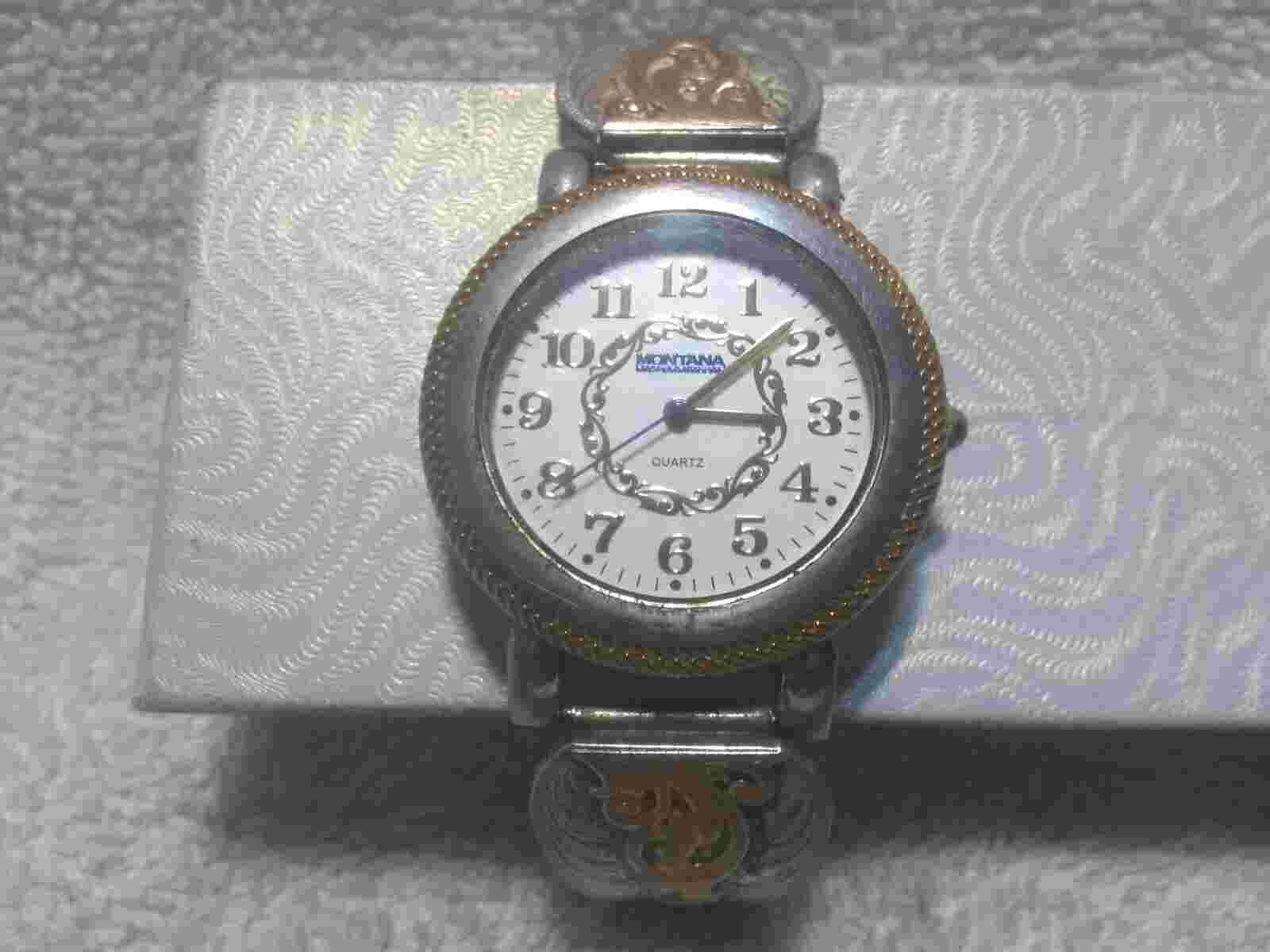 Montana Silversmiths Watch Women Large Dial Easy Reader Silver Expansion New Bat
