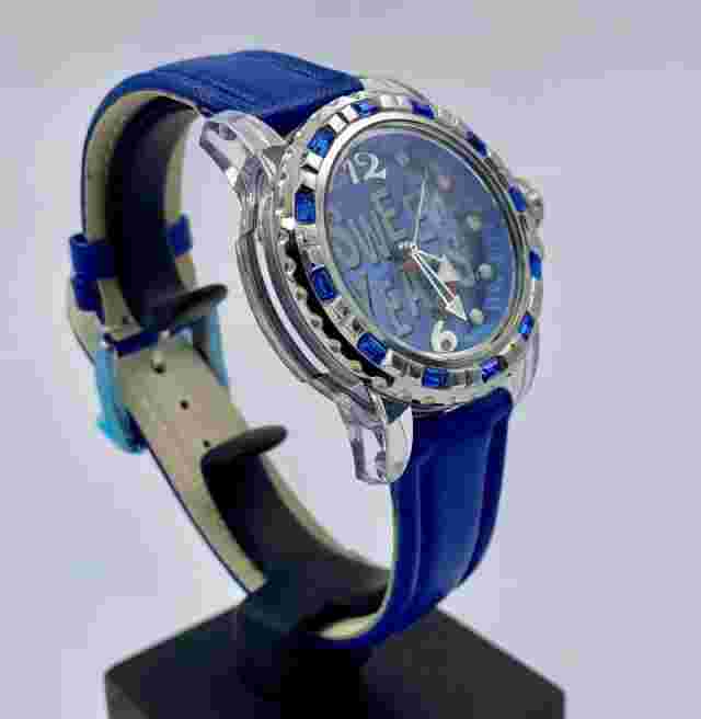 Sweet Year Blue Love Gift Idea Watches with Rhinestones Genuine Leather Strap