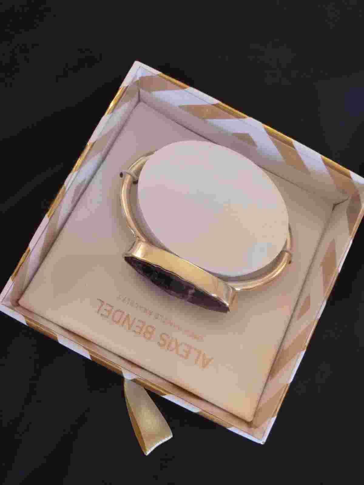 Alexis Bendel Stone Bangle Bracelet Set Gold Color with Black Stone
