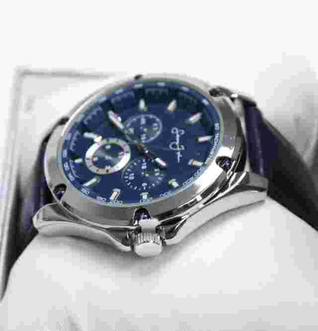 $100 - SEAN JOHN 'CHRONOGRAPH' Blue/Silver LEATHER STRAP WATCH - SJ0003SL