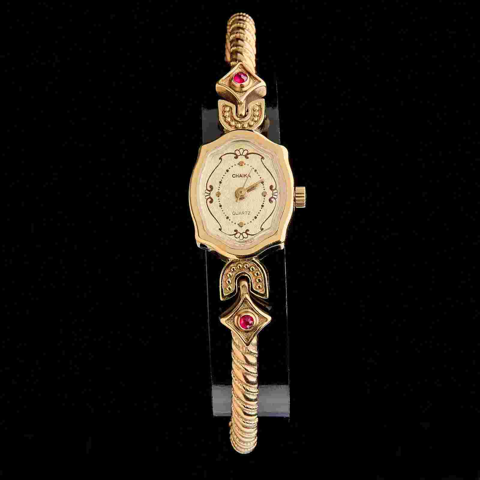 Vintage women's gold-plated Quartz Soviet watch Chaika  cocktail watch