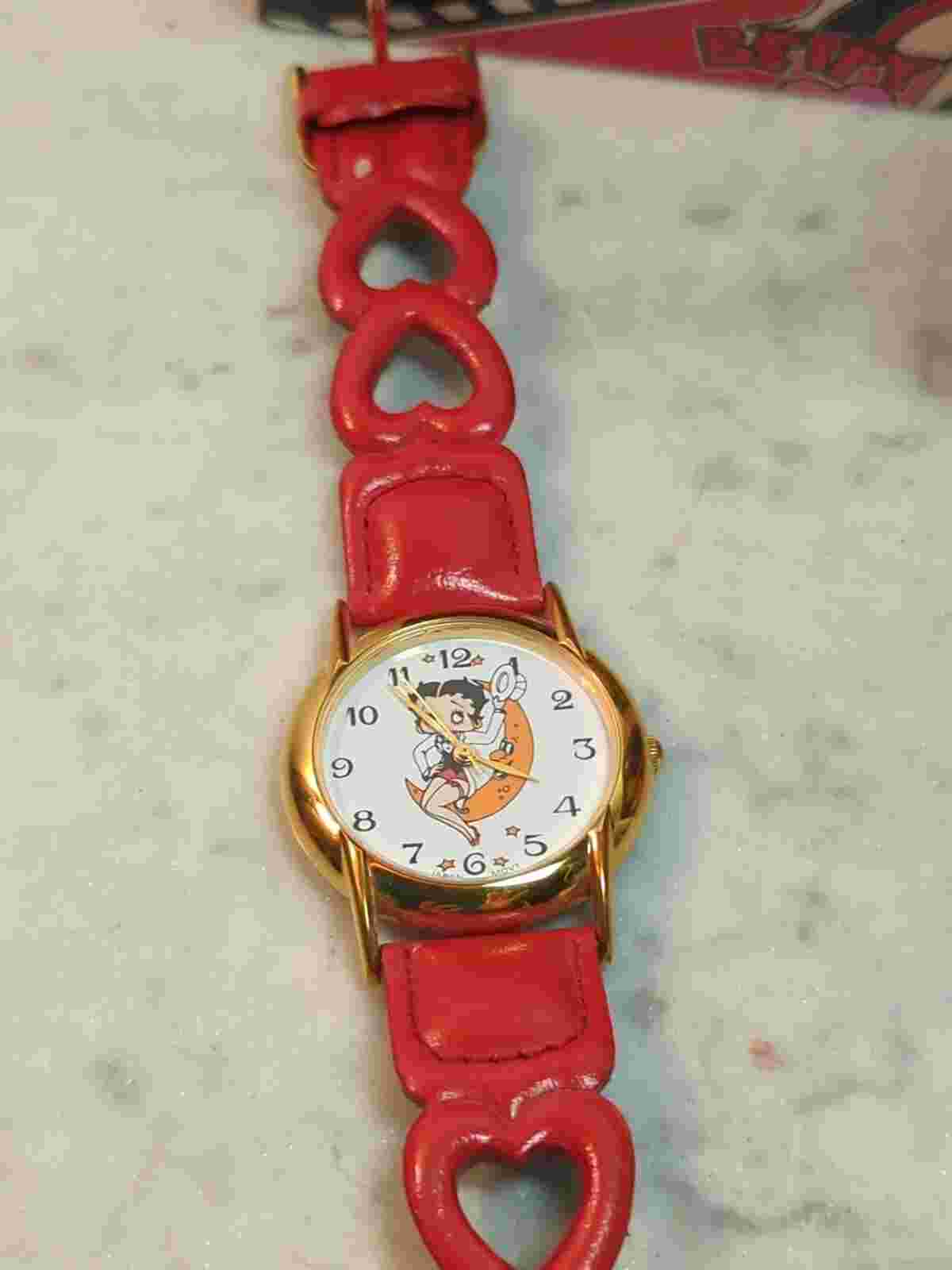 Betty Boop Red Tone Band Quartz Analog Women's Watch Original Box