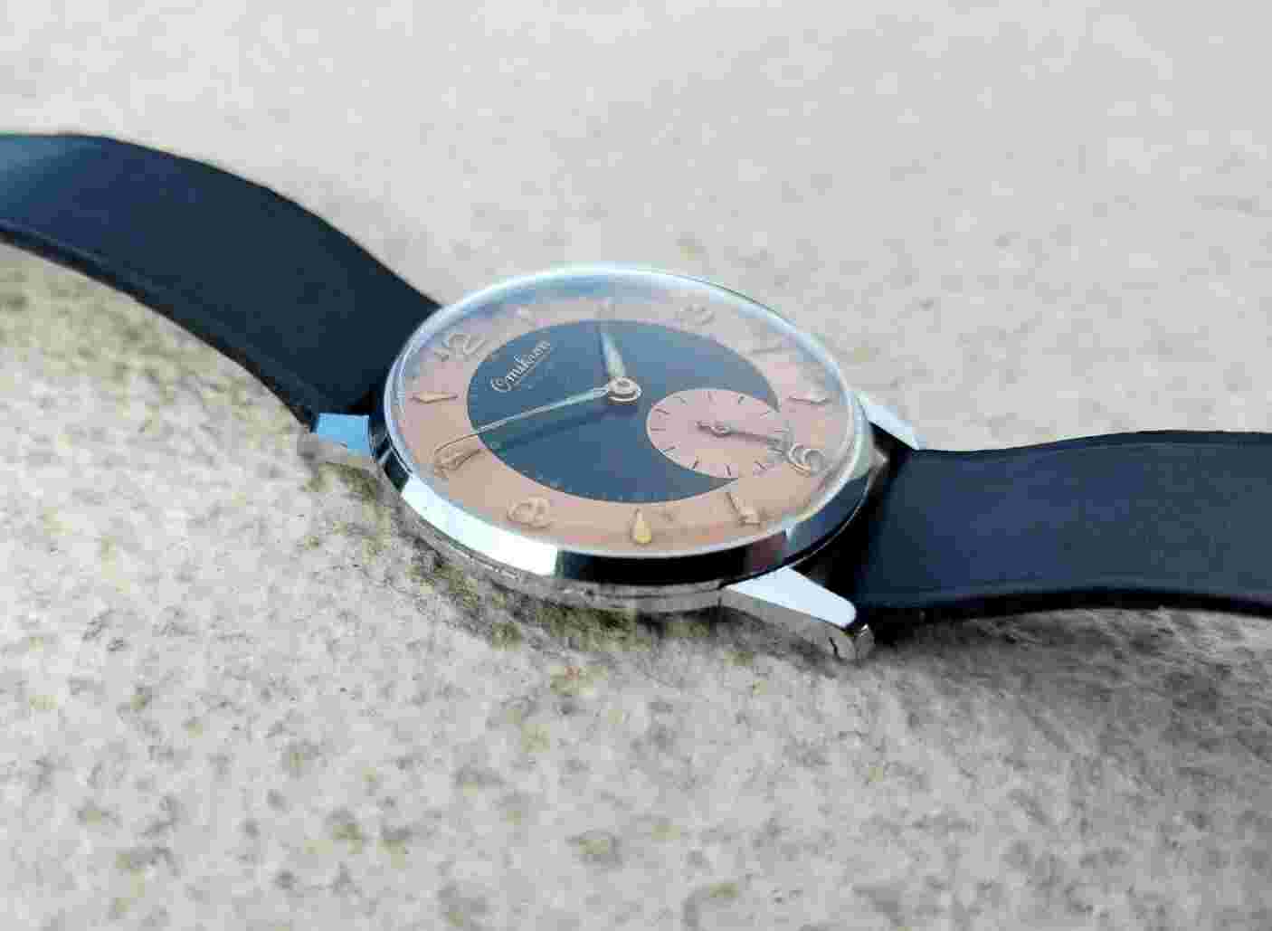 Vintage OMIKRON Dress Men's Wrist Watch Swiss made 37mm Case Unitas 176 from 60s
