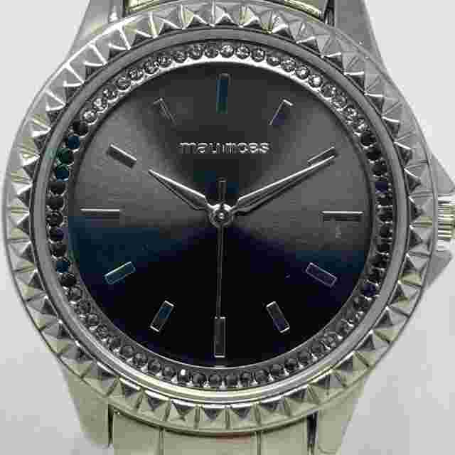 Maurices Watch Women 36mm Silver Tone Pave Bling Gray Dial New Battery 7.5"