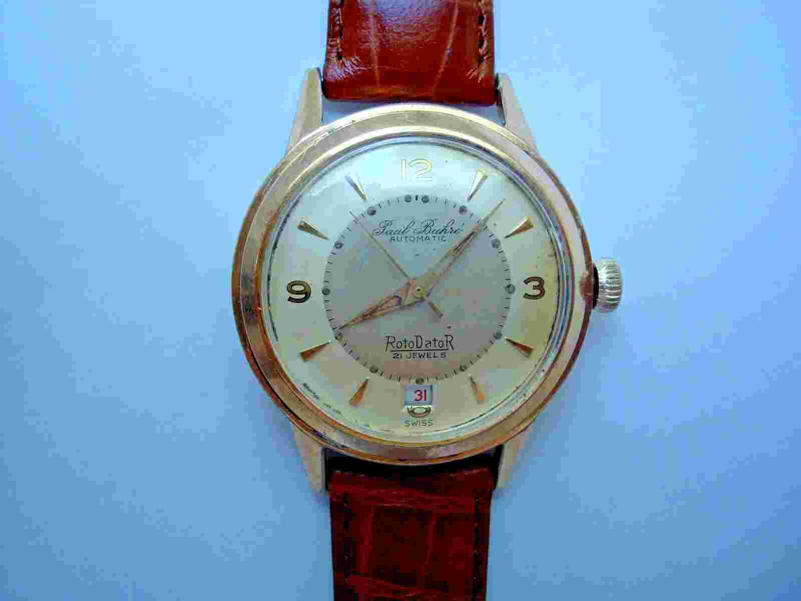 Paul Buhre Bidynator RotoDator Mens Automatic Watch 21j. F692 Date New Band Runs
