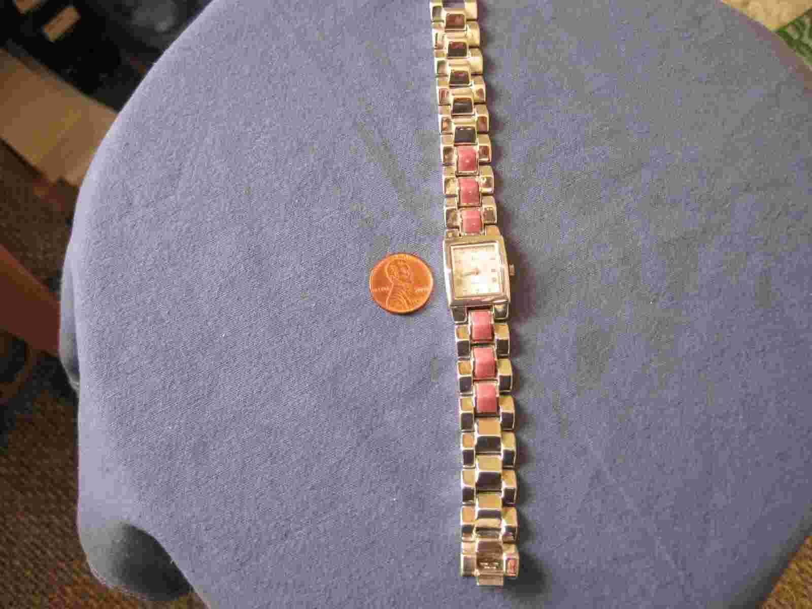 H549 ladys sterling silver rose quartz ARIA watch bracelet
