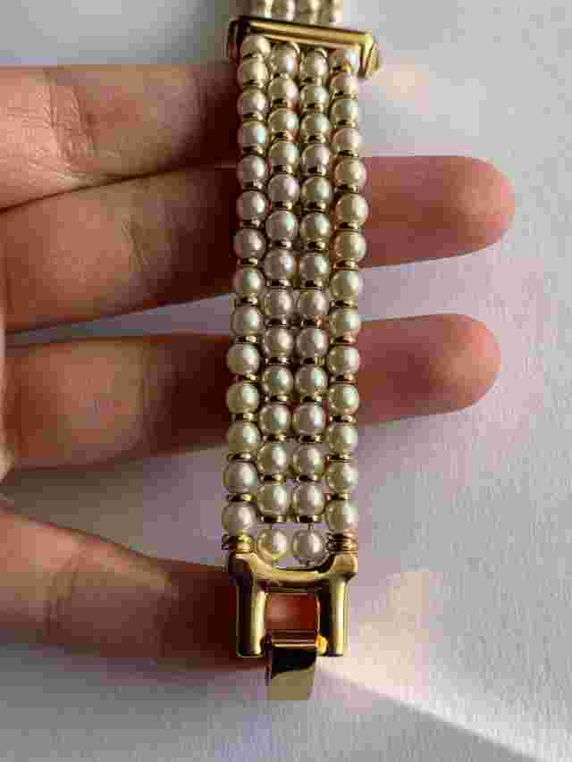 Kenneth Jay lane KJL Pearl Strands Gold Watch Untested