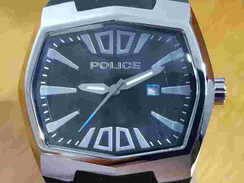 Mens XXL Black Silicone Police Axis 13834JS/02 Easy Read Date Analogue Watch