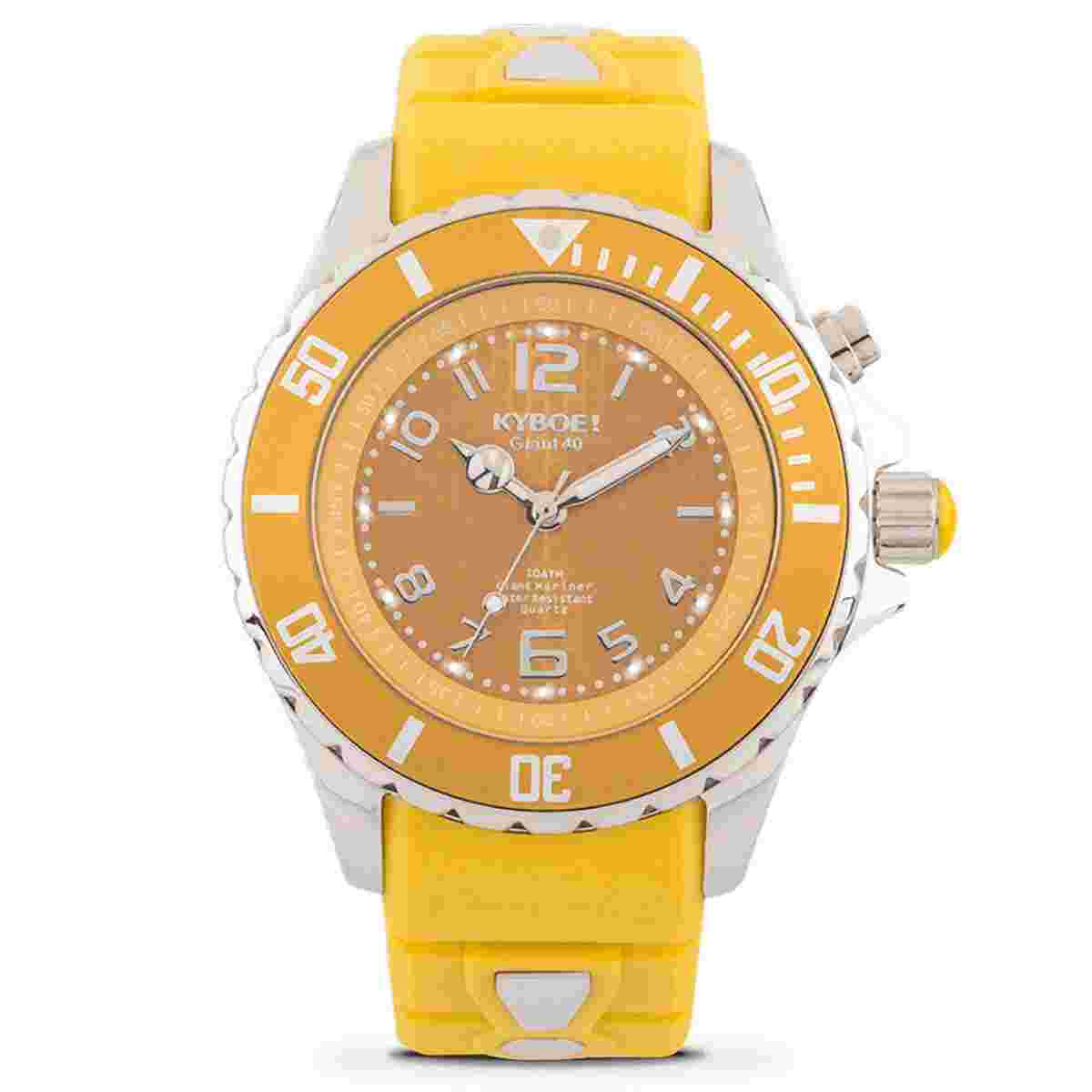 KYBOE! Power Japanese Mvmt 40mm Watch Stainless Steel with Yellow Silicone Band