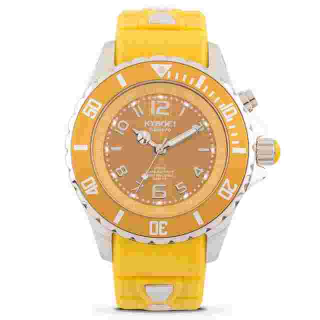 KYBOE! Power Japanese Mvmt 40mm Watch Stainless Steel with Yellow Silicone Band