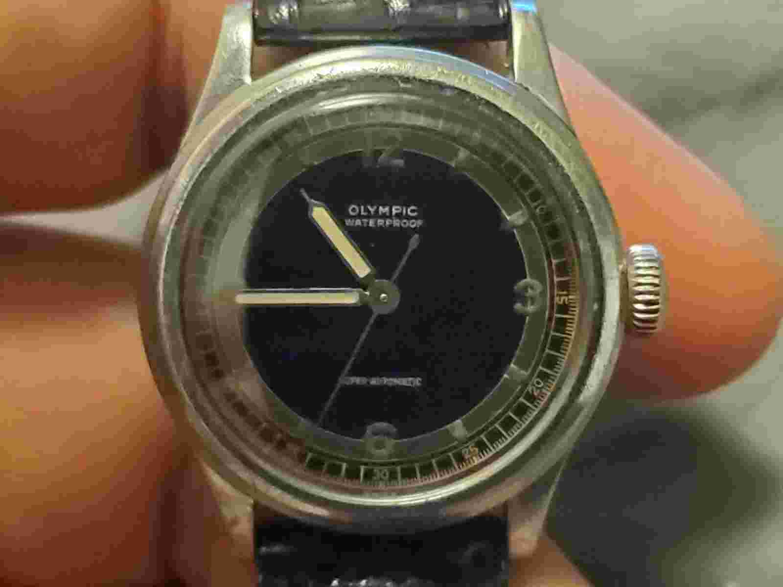 Vintage Olympic Super-automatic Bumper Stainless Steel Military Men's Watch