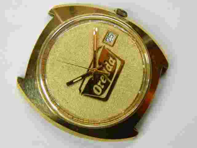 VINTAGE 1983 JOSTENS ORE IDA GOLD PLATED SS MENS QUARTZ WATCH - RUNS - REPAIR